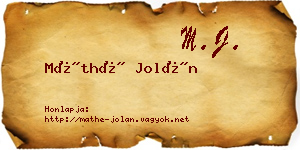 Máthé Jolán névjegykártya