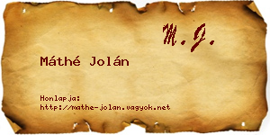 Máthé Jolán névjegykártya